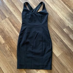 ZARA BASIC | Women's Mid Length Dress Black Sleeveless Back Cross Strap
